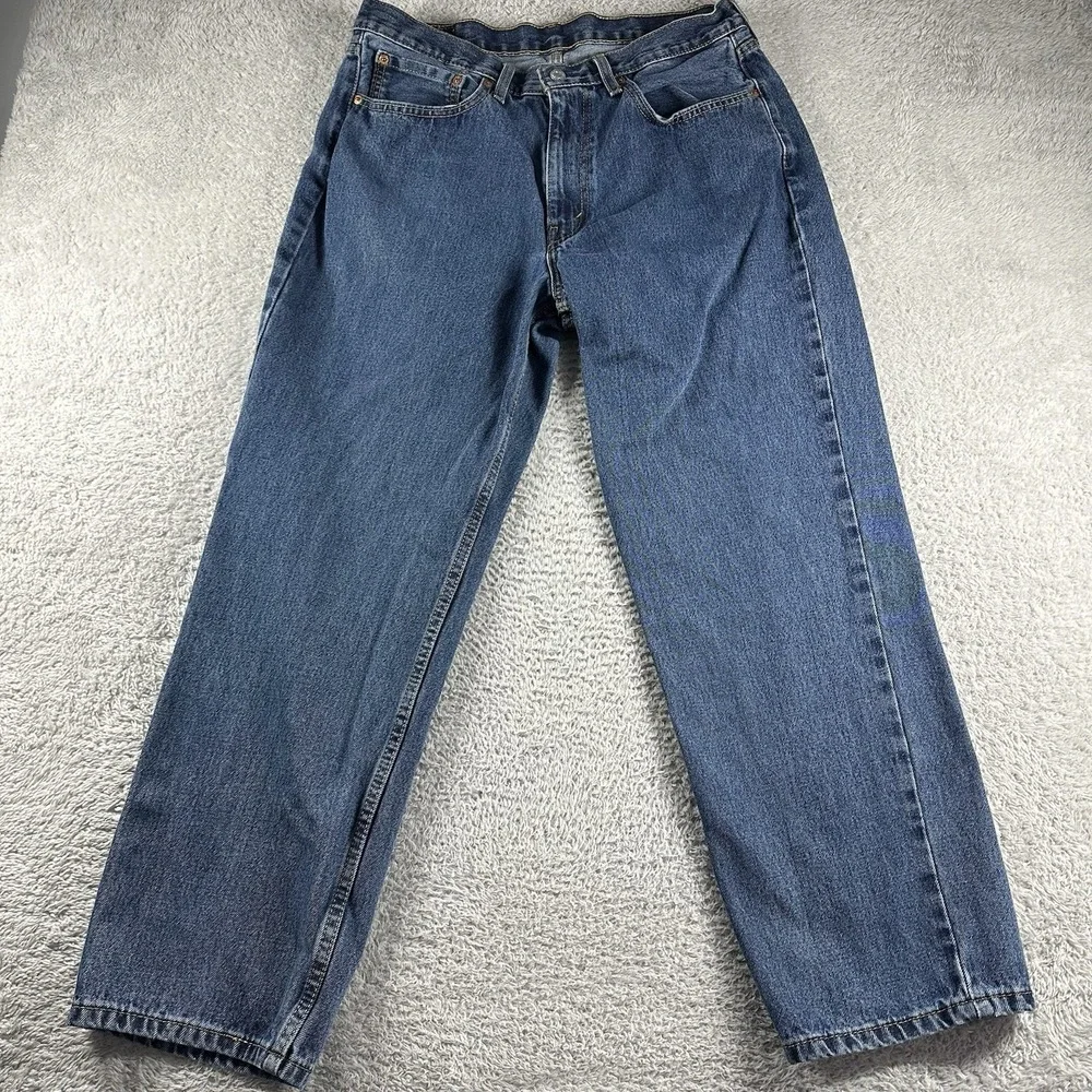 Levi's 550 Jeans Mens 35x30 (Fits 32x28) Blue Dark Wash Solid‎ Essential